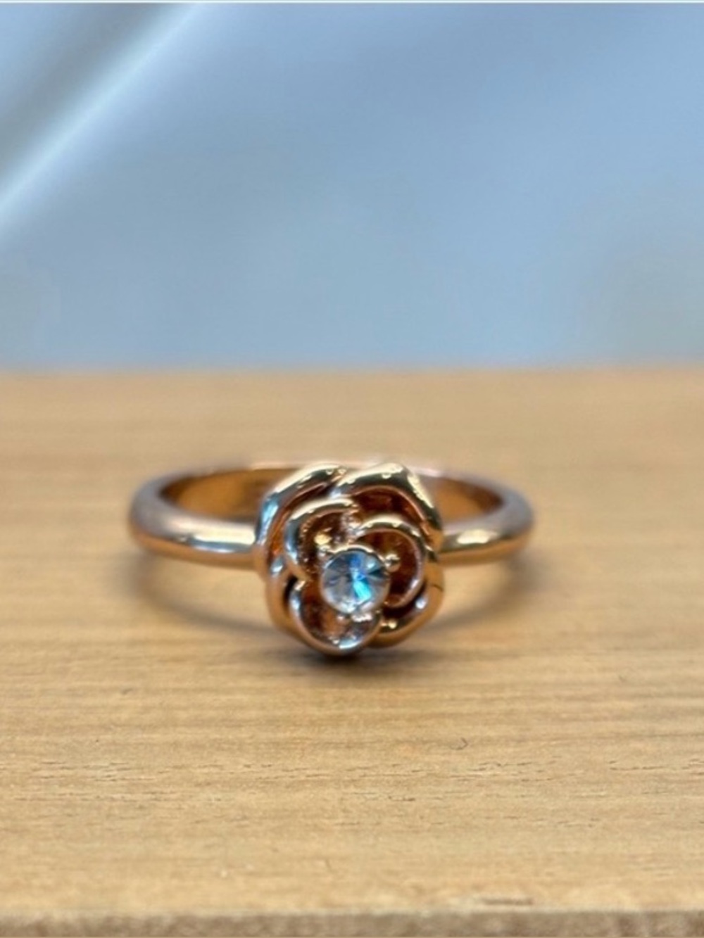 Jewelmint Rose Gold Flower Ring with Clear Stone